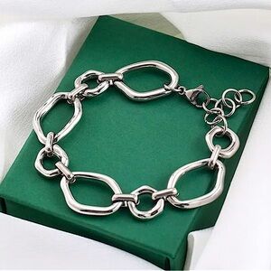 Geometric Chain Link Silver Luxury Bracelet Stainless Steel